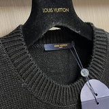 Front view of Louis Vuitton luxury clothing with monogram-inspired silhouette
