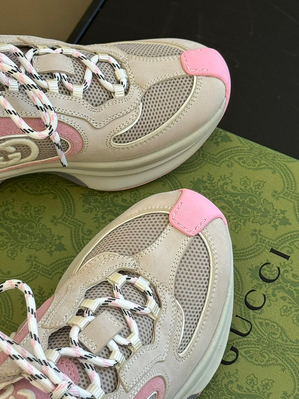 Gucci stone beige luxury sneakers view 6 bold athletic profile