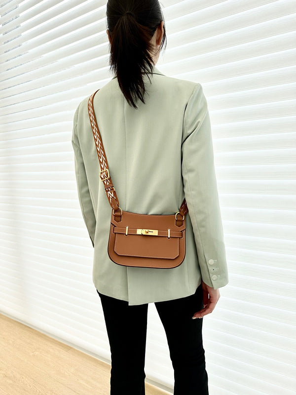Side view of modernist structured handbag
