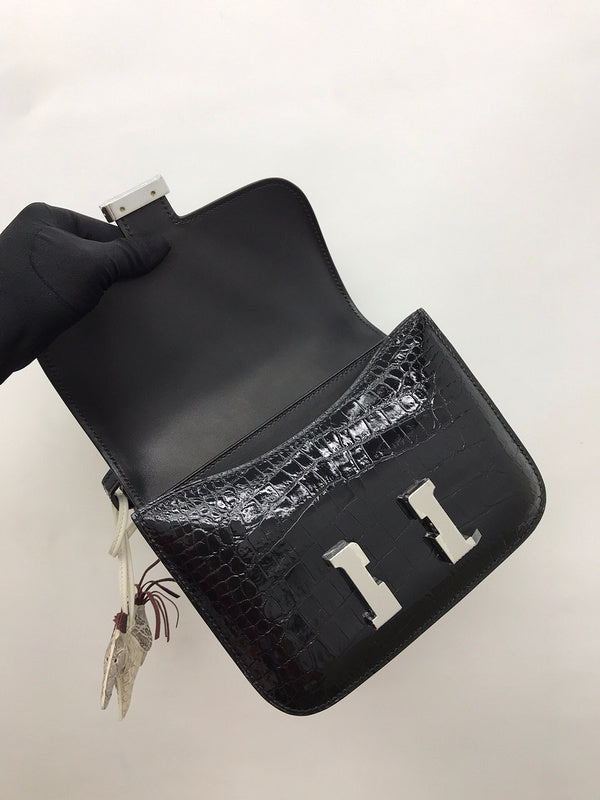Close-up detail of poised bag design