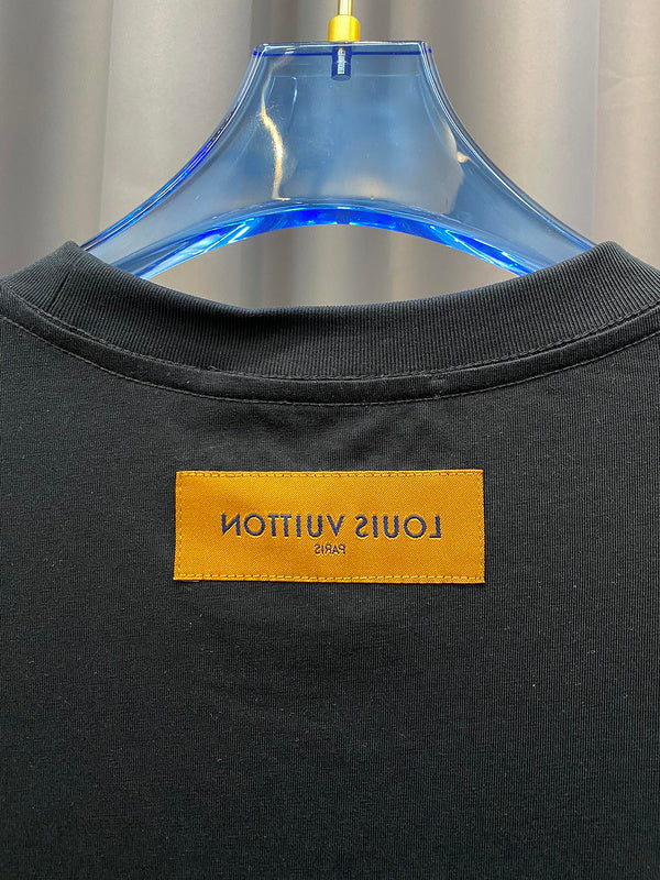 Close-up detail shot of Louis Vuitton cotton t-shirt with tailored silhouette