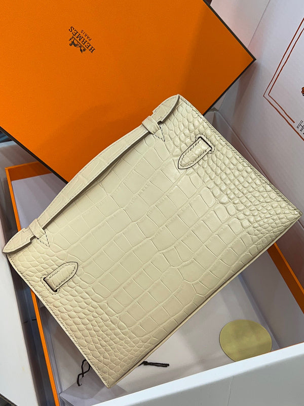 Side view of sophisticated structured handbag