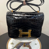 Sleek bag shown from front angle