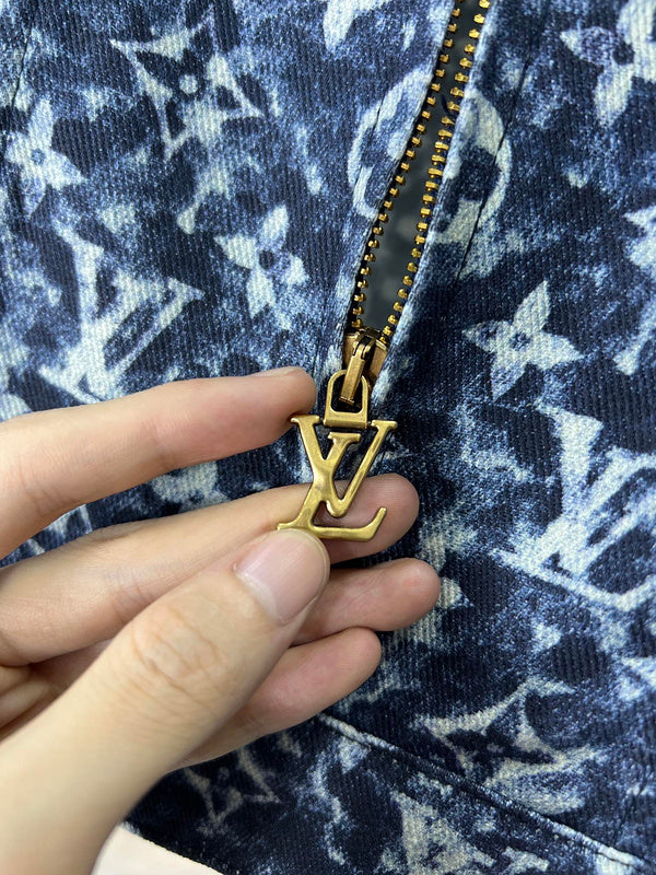Back view of Louis Vuitton luxury clothing with runway-inspired design