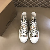 Burberry Red Ankle Strap Heels - Full Silhouette View
