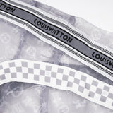 Side profile of Louis Vuitton luxury clothing with monogram-inspired silhouette