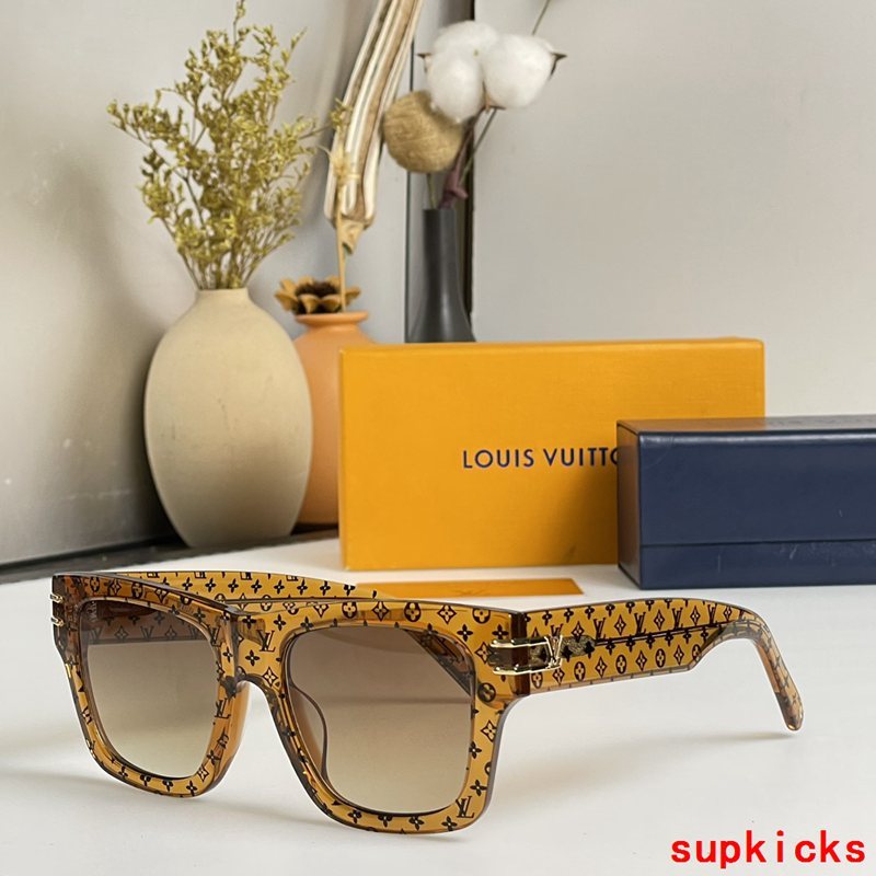 Close-up detail view of Louis Vuitton unisex sunglasses