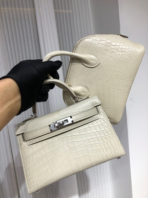 Side view of sophisticated structured handbag