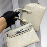 Side view of sophisticated structured handbag