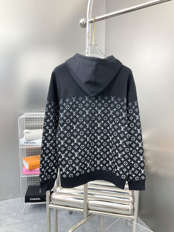 Side profile of Louis Vuitton luxury clothing with monogram-inspired silhouette