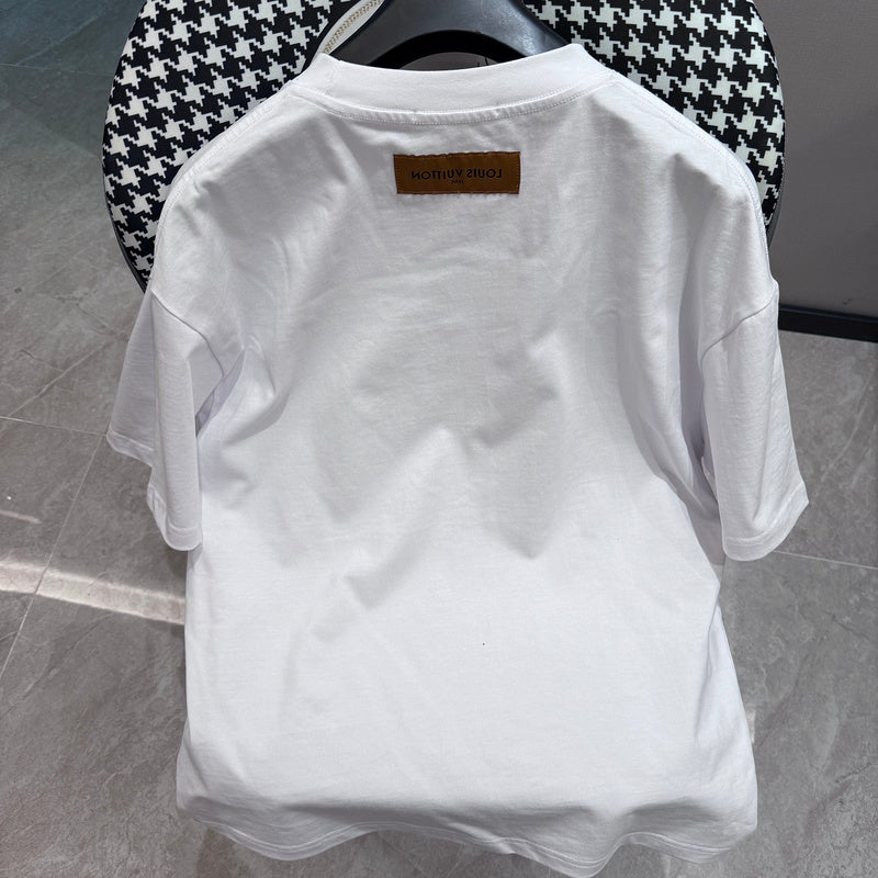 Side profile of Louis Vuitton cotton t-shirt with monogram-inspired silhouette