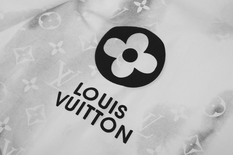 Front view of Louis Vuitton luxury clothing with logo-detail design