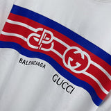 Front view of Gucci luxury clothing with monogram-inspired silhouette