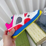 Side profile of Gucci stone beige sneakers bold athletic profile