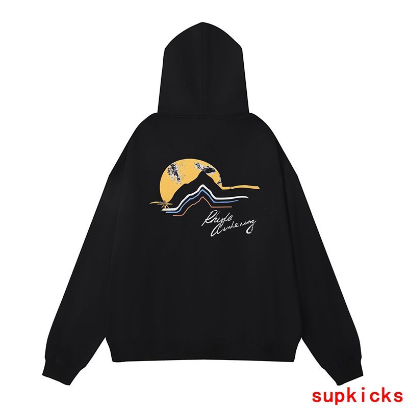 Side profile of Rhude luxury clothing with signature branding