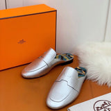 Hermès Black Loafer Flats - Detail Shot of Craftsmanship