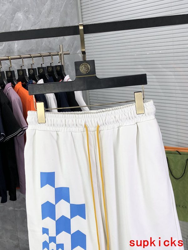 Close-up detail shot of Rhude luxury clothing with logo-detail design