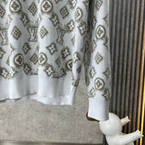 Front view of Louis Vuitton luxury clothing with logo-detail design