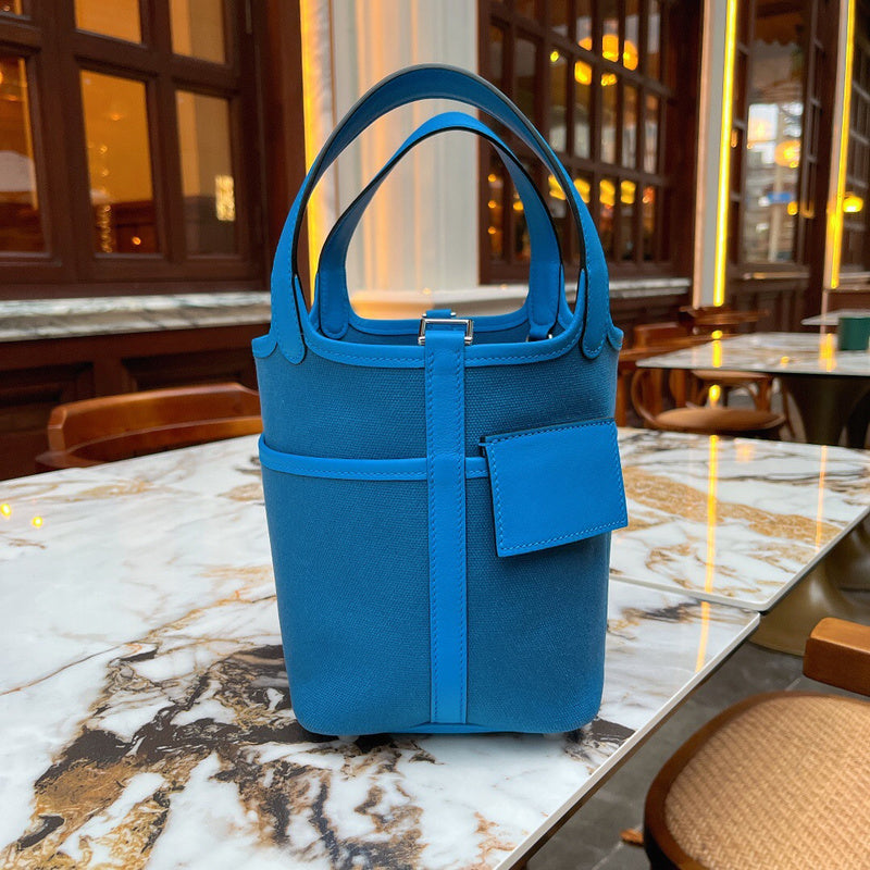 Side view of graceful structured handbag