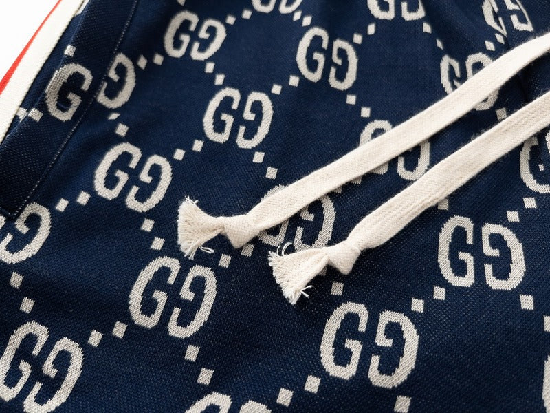Back view of Gucci luxury clothing with monogram-inspired silhouette