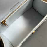 Side profile of classic structured women's handbag – women's designer-style accessory