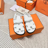 Hermès Black Crisscross Strap Sandals - Side Profile View