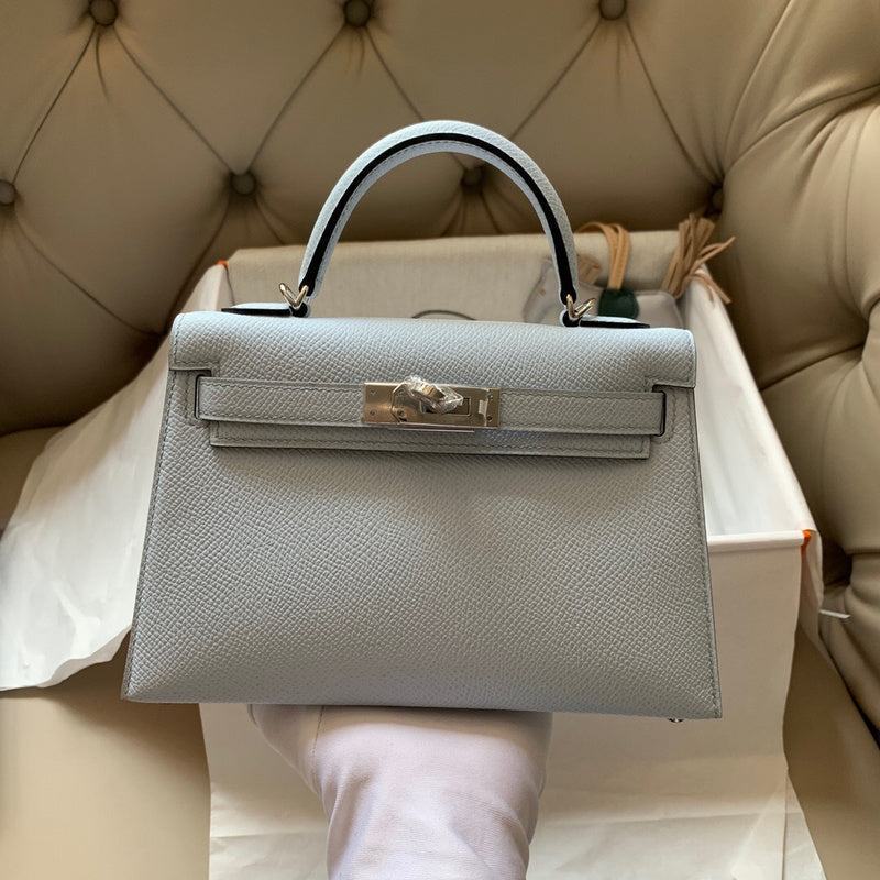 Side view of elegant structured handbag
