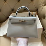 Side view of elegant structured handbag