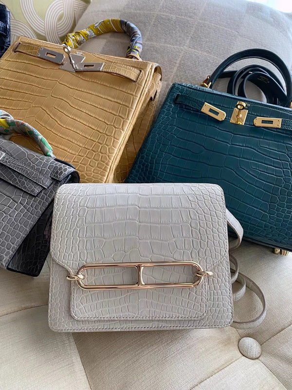 Side view of smart structured handbag