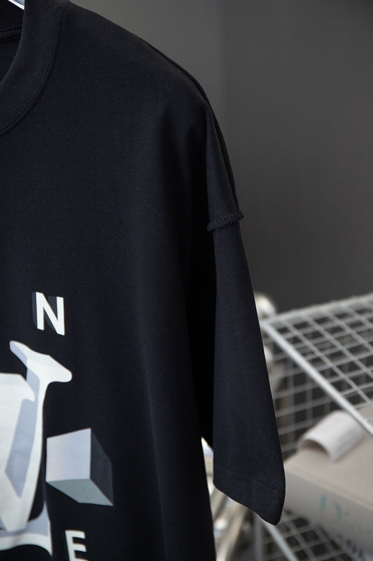 Close-up detail shot of Louis Vuitton cotton t-shirt with relaxed-fit cut