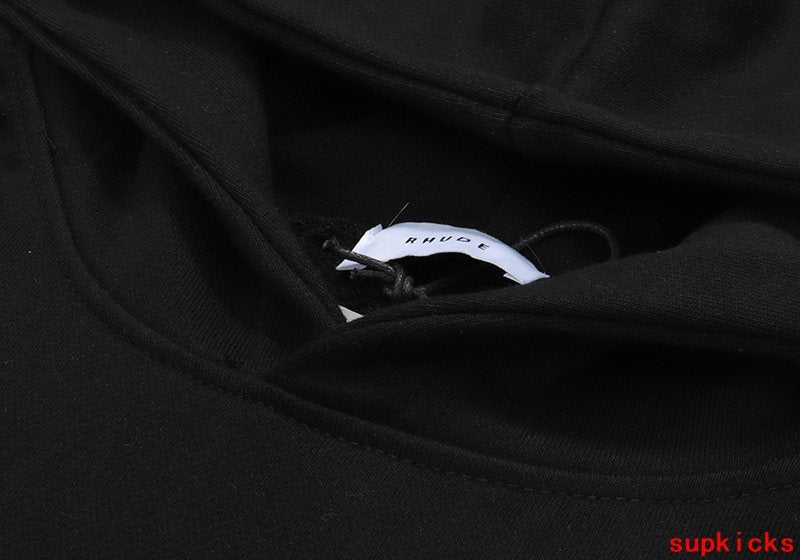 Front view of Rhude luxury clothing with streetwear-inspired cut