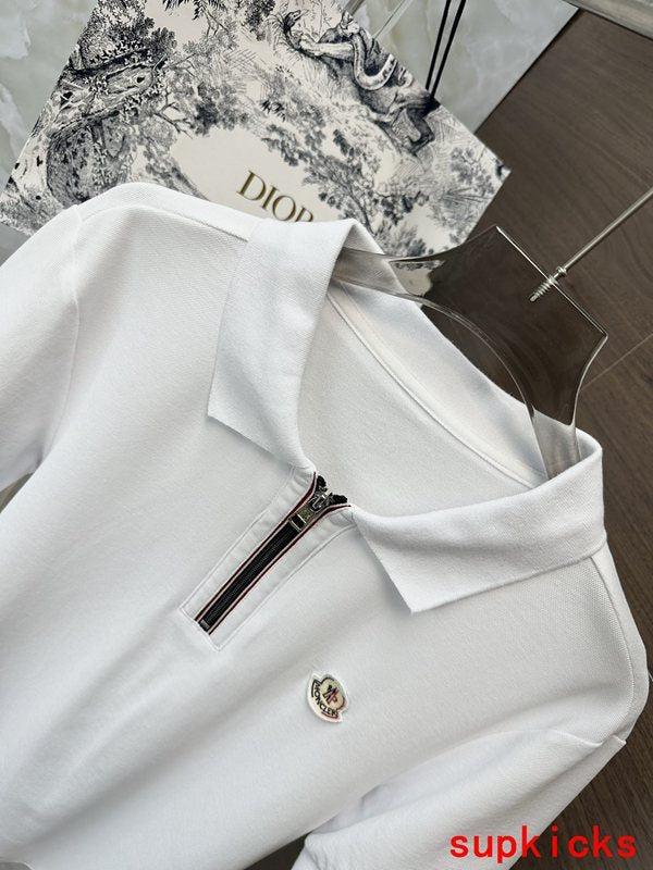 Full styled look of Moncler luxury clothing with signature branding