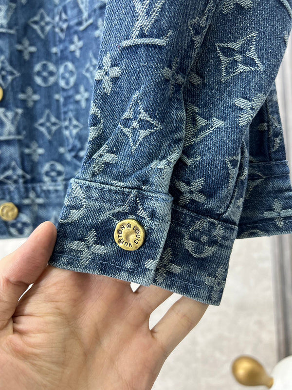 Side profile of Louis Vuitton luxury clothing with runway-inspired design
