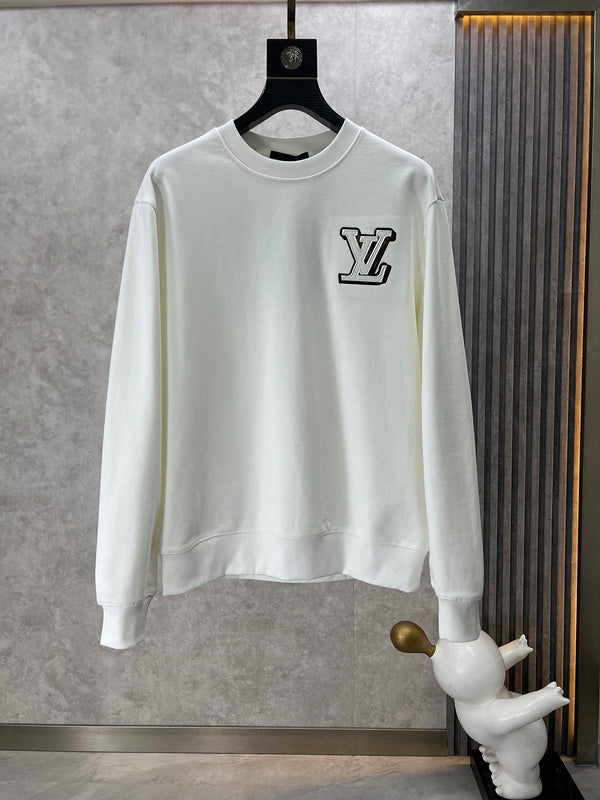 Front view of Louis Vuitton luxury clothing with logo-detail design