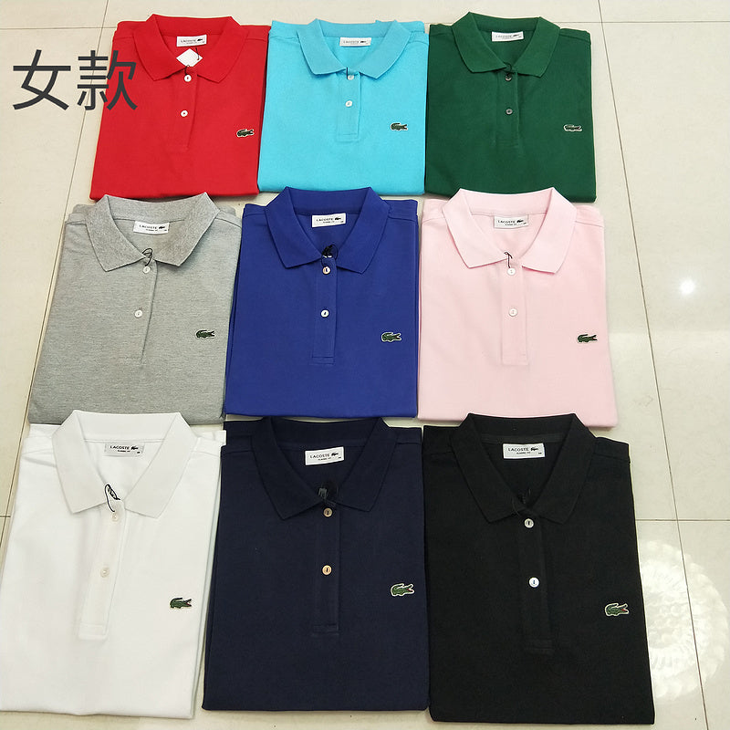Front view of Lacoste luxury clothing with signature branding