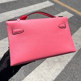 Side view of modern structured handbag