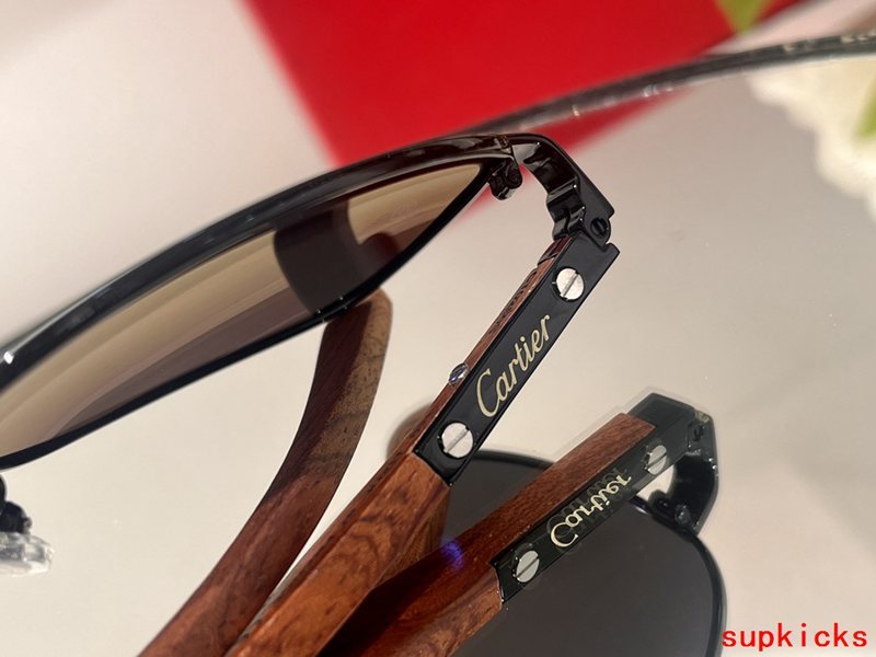 Close-up detail view of Cartier unisex sunglasses
