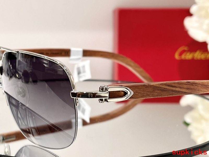 Close-up detail view of Cartier unisex sunglasses