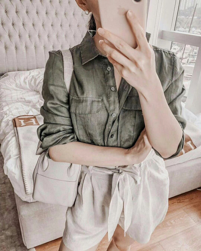Tailored bag shown from front angle