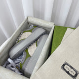 Side profile of Gucci stone beige sneakers chunky sole construction