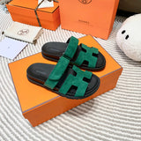 Hermès Grey Flat Thong Sandals - Detail Shot of Craftsmanship