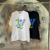 Close-up detail shot of Louis Vuitton cotton t-shirt with runway-inspired design