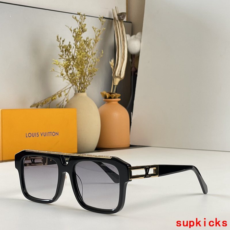 Close-up detail view of Louis Vuitton unisex sunglasses