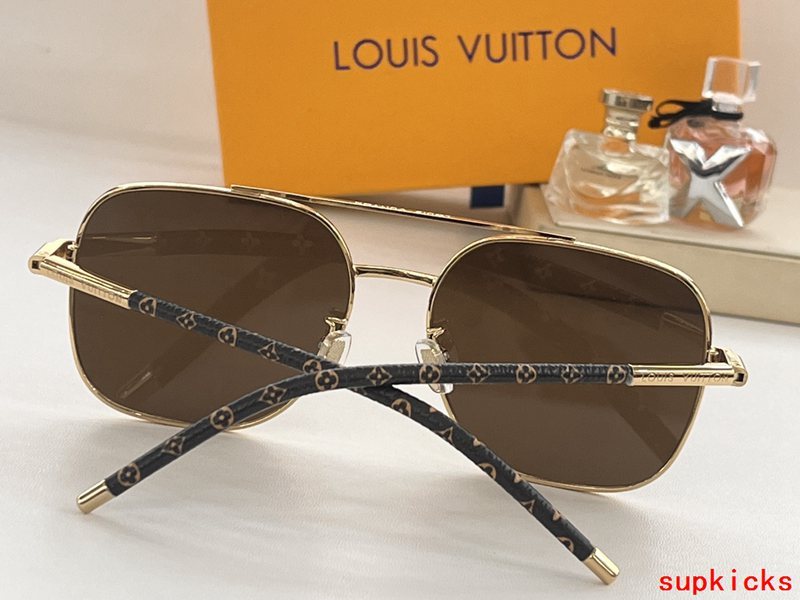 Close-up detail view of Louis Vuitton unisex sunglasses