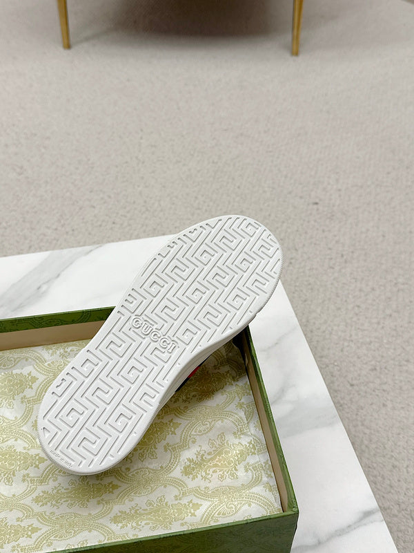 Gucci soft grey luxury sneakers view 4 bold athletic profile