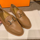 Hermès Grey Block Heel Pumps - Full Silhouette View