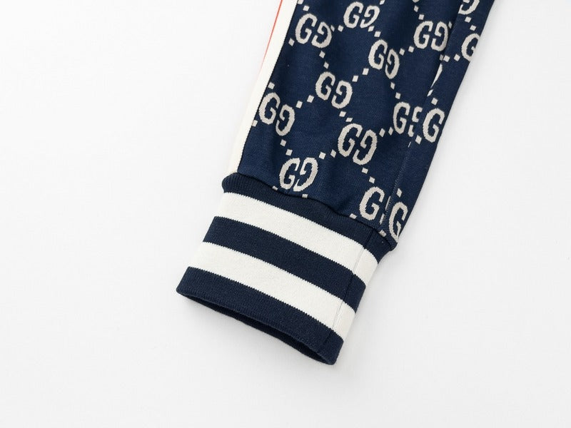 Side profile of Gucci luxury clothing with monogram-inspired silhouette
