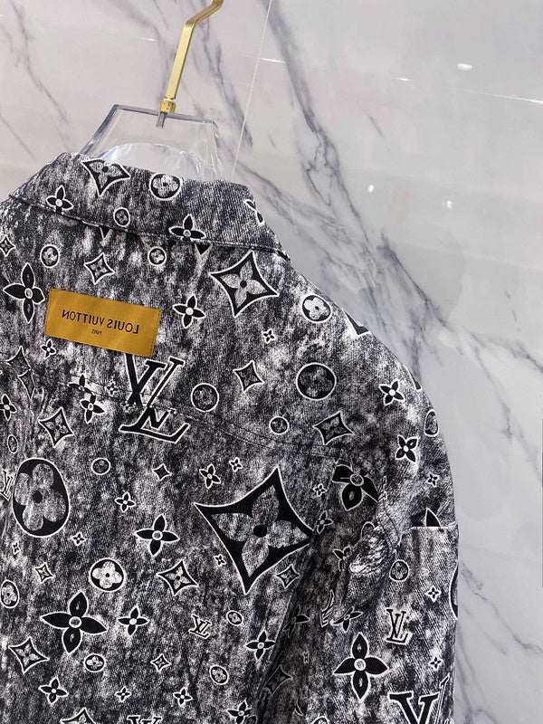 Side profile of Louis Vuitton luxury clothing with label-forward styling