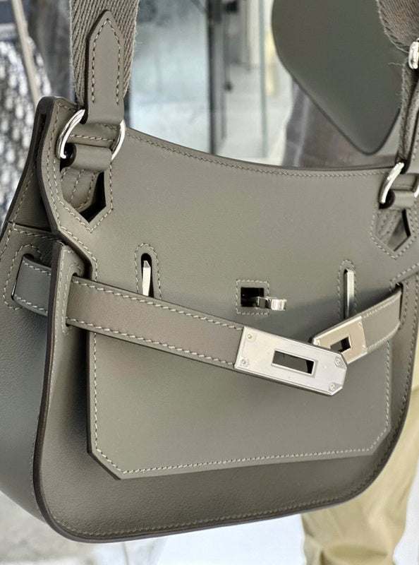Side view of modernist structured handbag