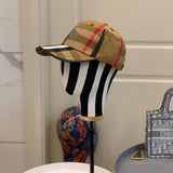 Close-up detail view of Burberry unisex cap